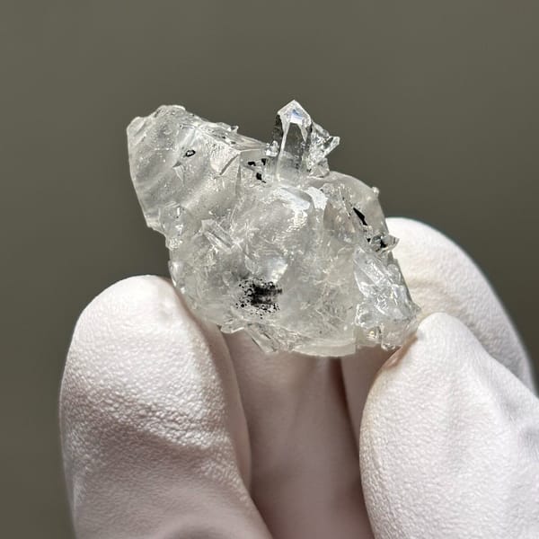 Freestanding calcite with quartz from Yunnan — complete view