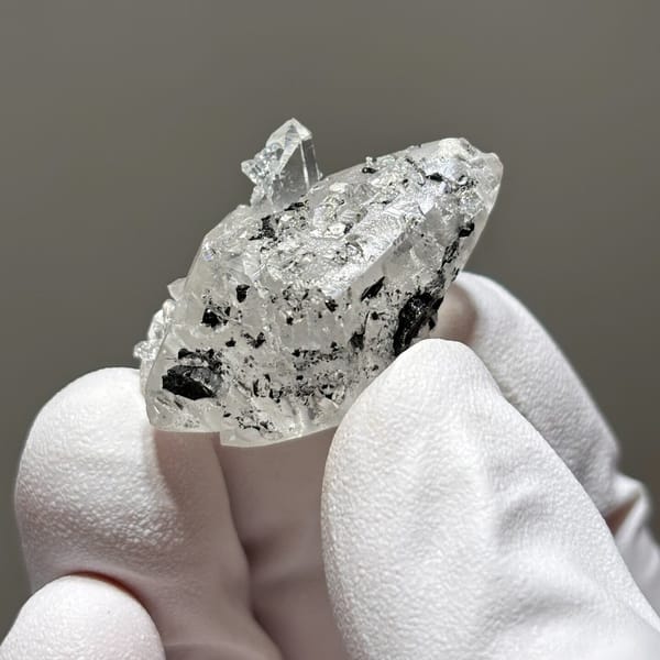 Freestanding calcite with quartz from Yunnan — alternate view