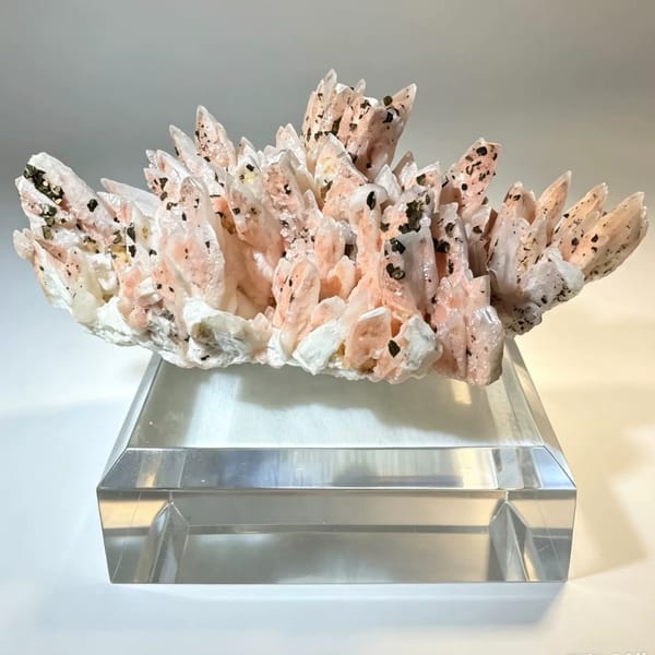 Pink Calcite with Chalcopyrite Jiangxi 9.5 cm — complete view