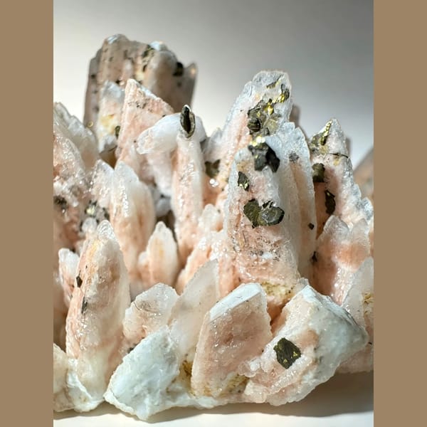 Pink Calcite with Chalcopyrite Jiangxi 9.5 cm — alternate view