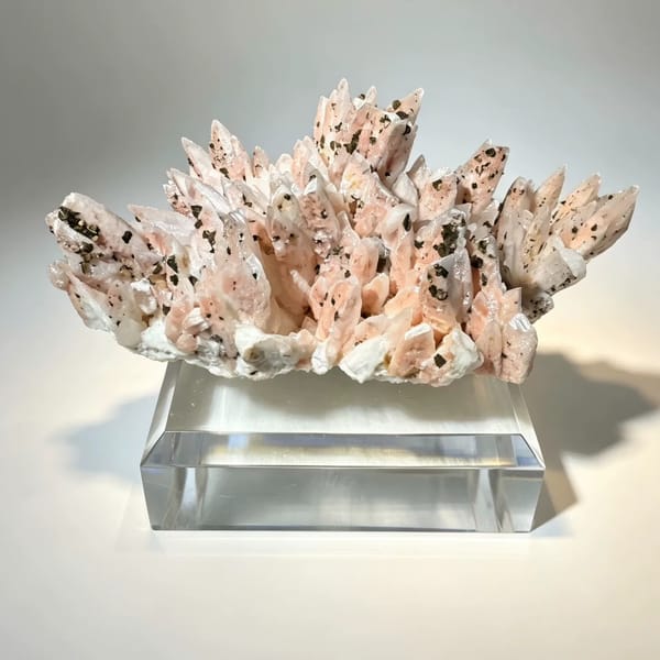 Pink Calcite with Chalcopyrite Jiangxi 9.5 cm — detail view