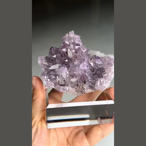 Amethyst with calcite from Brazil — detail view