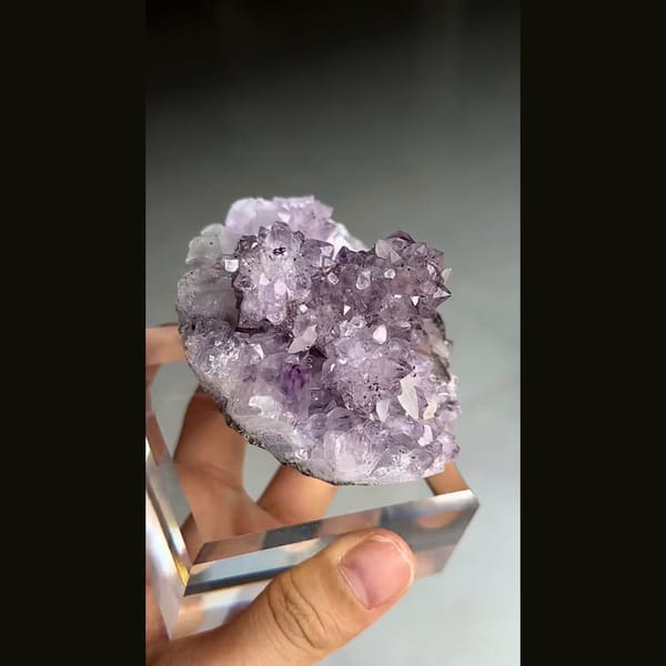 Amethyst with calcite from Brazil — detail view