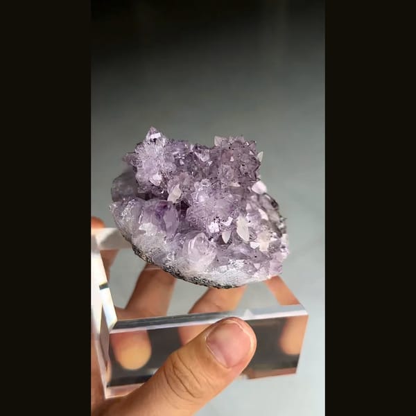Amethyst with calcite from Brazil — detail view