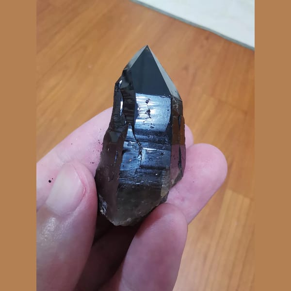 Mirror-lustered black quartz from Inner Mongolia — alternate view