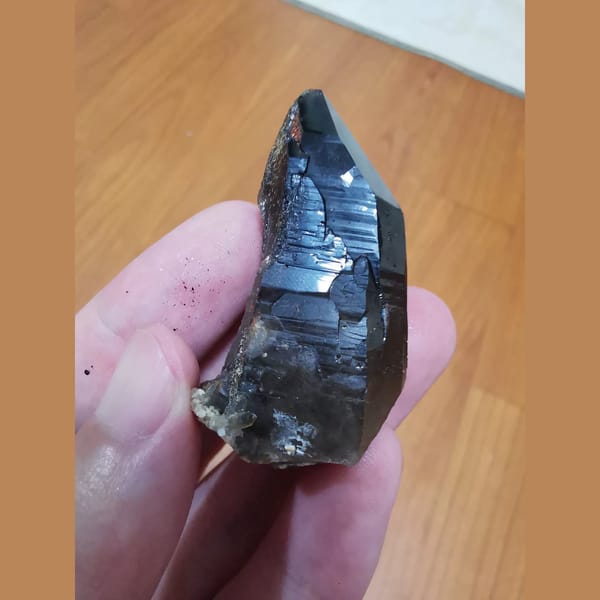 Mirror-lustered black quartz from Inner Mongolia — alternate view