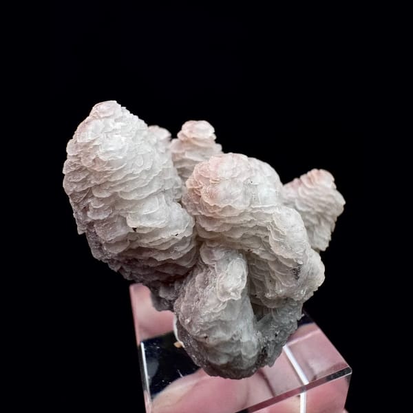 Two-tone pink and white layered petal calcite from Inner Mongolia — detail view