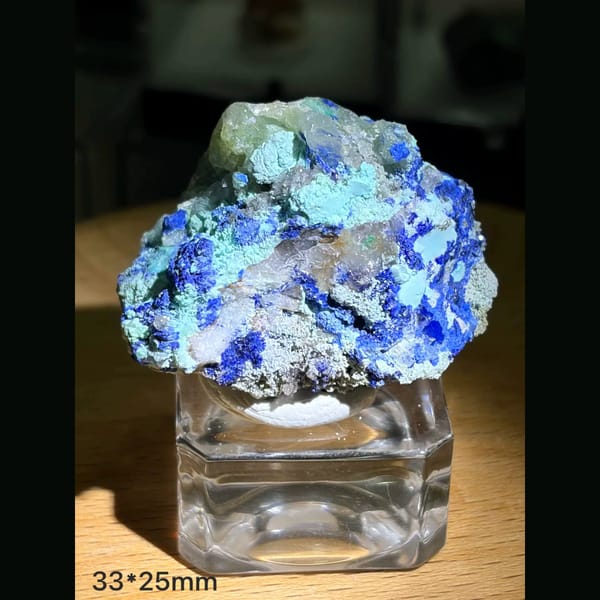 Azurite with chrysocolla and quartz — complete view