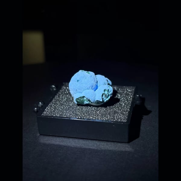 Blue chrysocolla with malachite from the DR Congo — alternate view