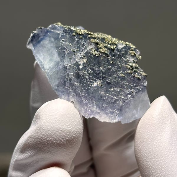 Stepped Yaogangxian fluorite with pyrite — alternate view
