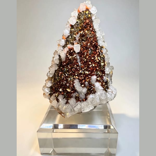 Iridescent Pyrite with Calcite Daye 5.5 cm — complete view