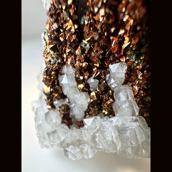 Iridescent Pyrite with Calcite Daye 5.5 cm — detail view