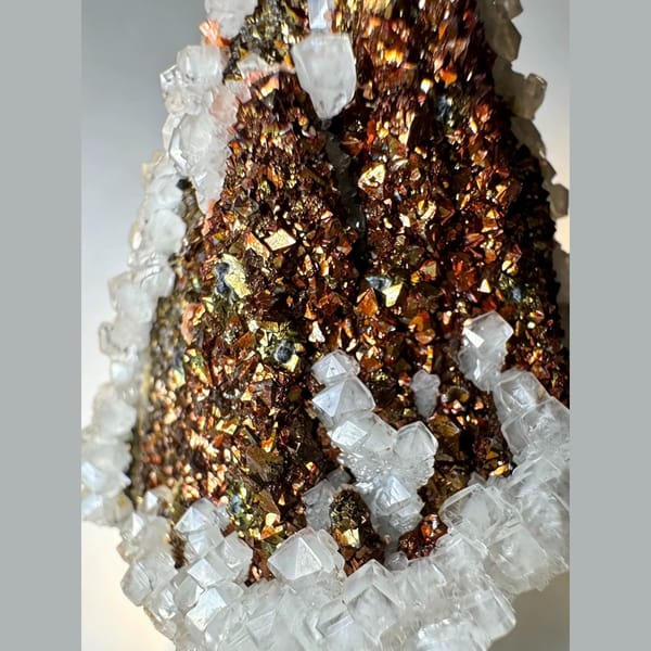 Iridescent Pyrite with Calcite Daye 5.5 cm — detail view