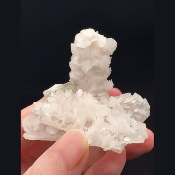 Sparkly white quartz with pale pink petal calcite from Inner Mongolia — complete view