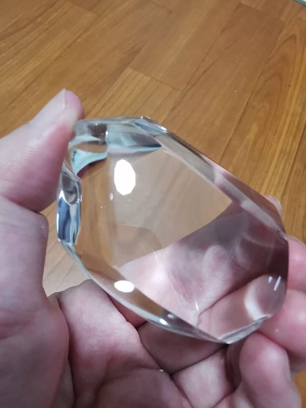 Complete opposite side view of the same clear quartz freeform