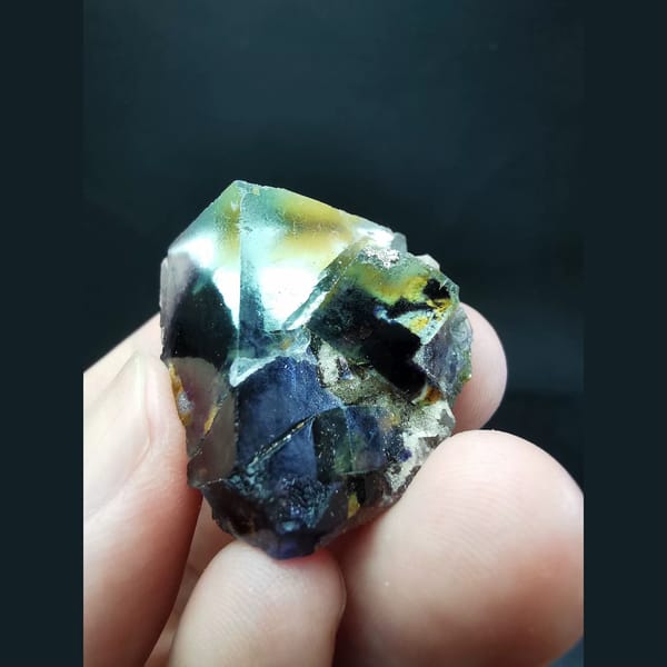 Ice-clear fluorite with pyrite — alternate view