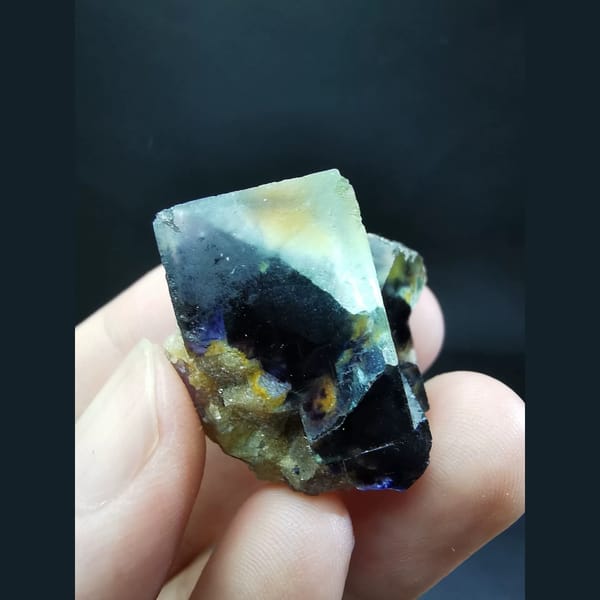Ice-clear fluorite with pyrite — alternate view