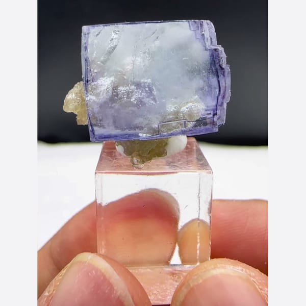 Pale Blue Fluorite with Inclusions Yaogangxian 1.7 cm — detail view
