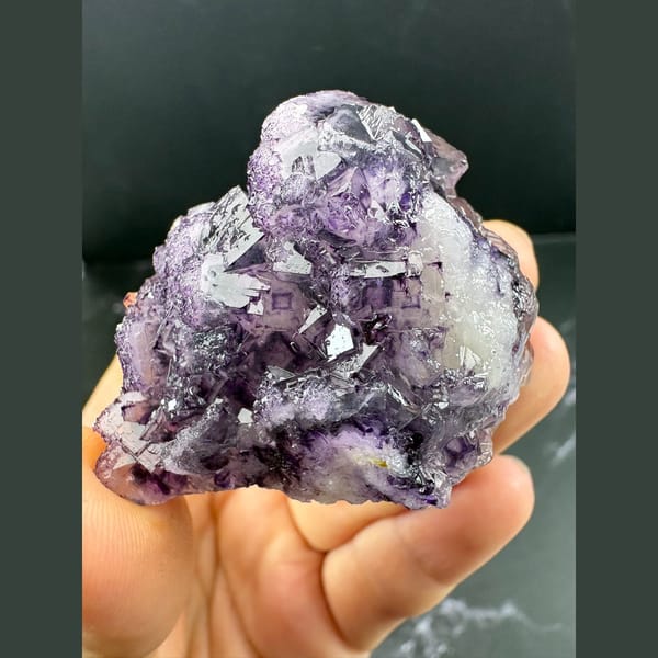 Purple fluorite cubes with darker framed edges — complete view