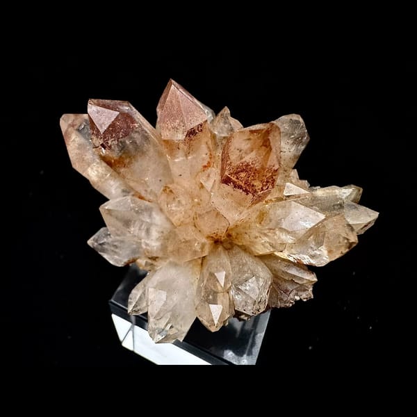 Peach and red-orange quartz flower cluster from Namibia — alternate view