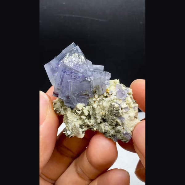 Snowflake Fluorite with Arsenopyrite Yaogangxian 4.3 cm — detail view