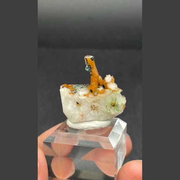Quartz with azurite from Morocco — alternate view
