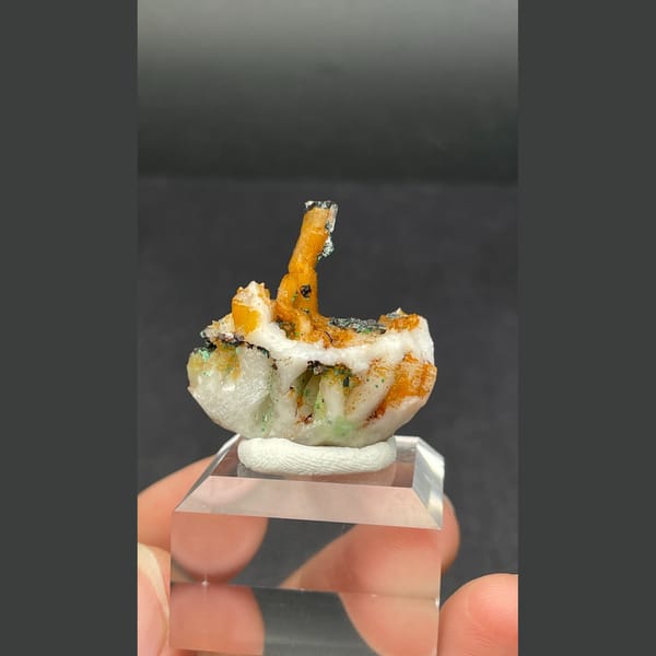 Quartz with azurite from Morocco — alternate view