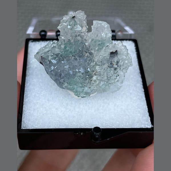 Quartz over malachite from Congo — alternate view