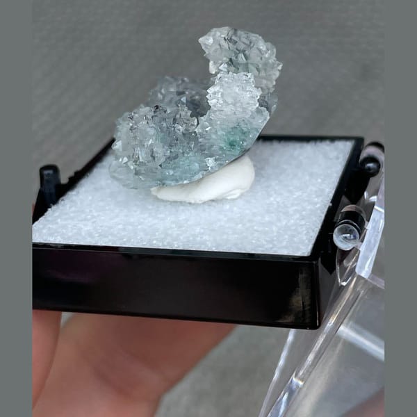 Quartz over malachite from Congo — alternate view