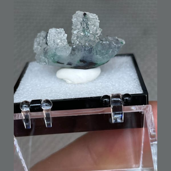 Quartz over malachite from Congo — detail view