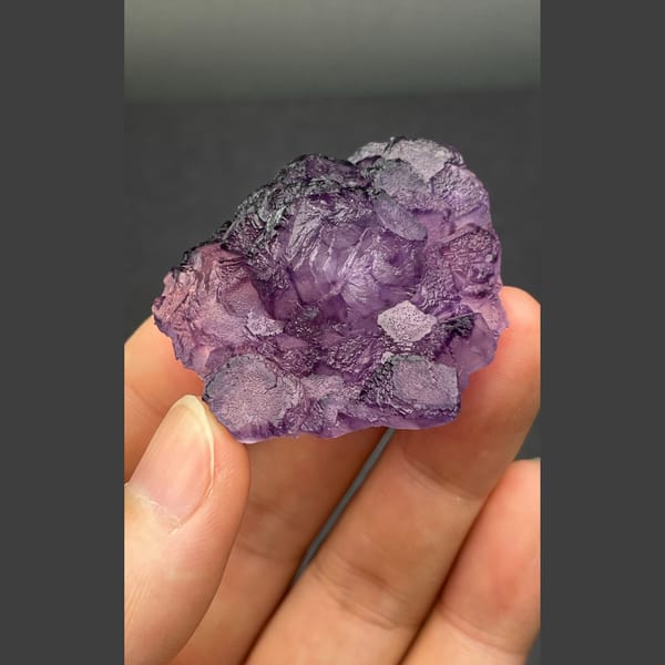 Eggplant-purple fluorite from Henan — detail view