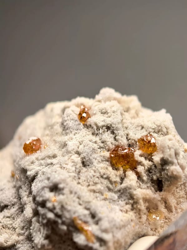 Orange Sphalerite Crystals on Pale Matrix — Shuikoushan — individual mineral specimen view 1
