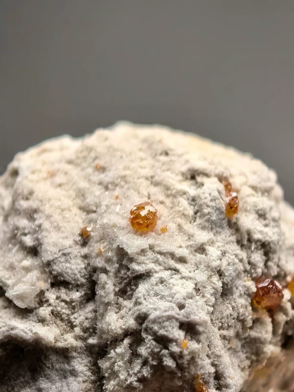 Orange Sphalerite Crystals on Pale Matrix — Shuikoushan — individual mineral specimen view 2