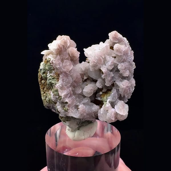 Quartz with lilac petal calcite on matrix from Inner Mongolia — complete view