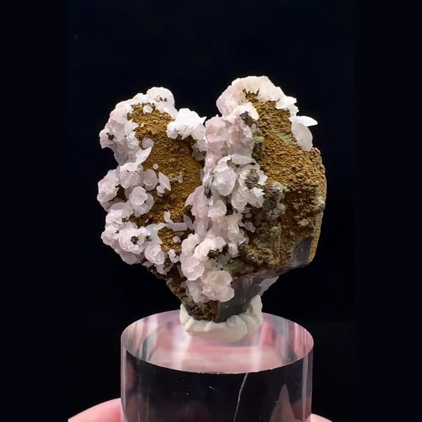 Quartz with lilac petal calcite on matrix from Inner Mongolia — alternate view