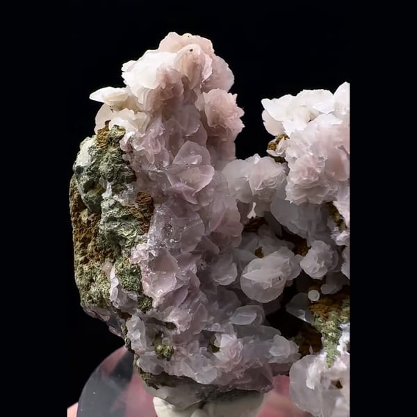Quartz with lilac petal calcite on matrix from Inner Mongolia — alternate view