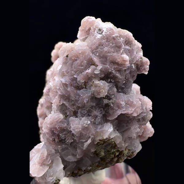 Quartz with lilac petal calcite on matrix from Inner Mongolia — detail view