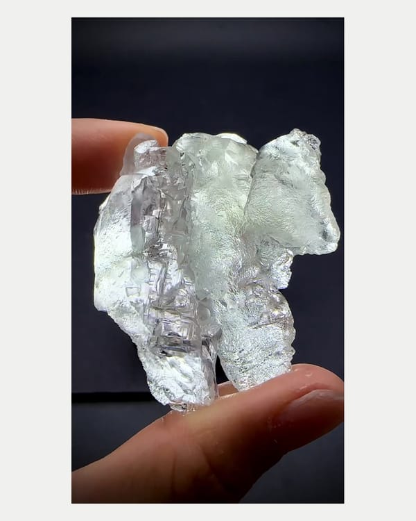 Complete front view of naturally etched fluorite crystal