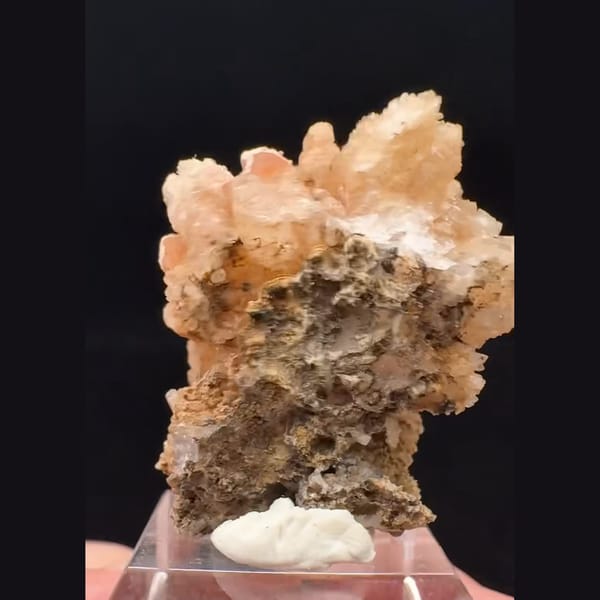 Orange-pink sugar-coated quartz flower from Namibia — alternate view