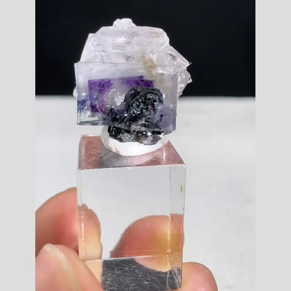 Phantom Fluorite with Wolframite Yaogangxian 1.7 cm — alternate view