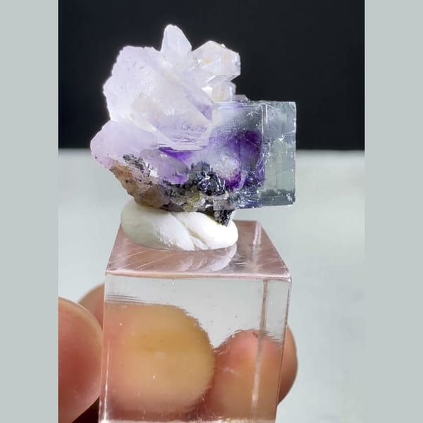 Phantom Fluorite with Wolframite Yaogangxian 1.7 cm — alternate view