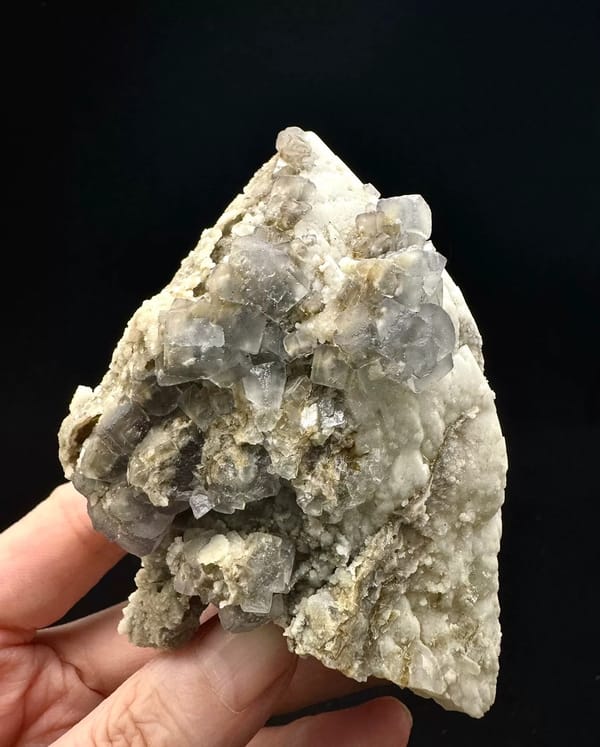 Complete opposite crystal-covered face of the same fluorite and quartz specimen
