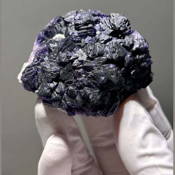 Complete purple Jiangxi fluorite — alternate view