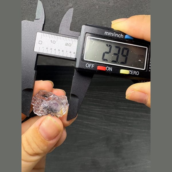 Lilac phantom fluorite with wolframite from Yaogangxian — detail view