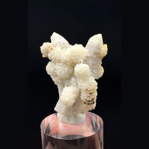 Sparkly white quartz with cream calcite balls from Inner Mongolia — complete view
