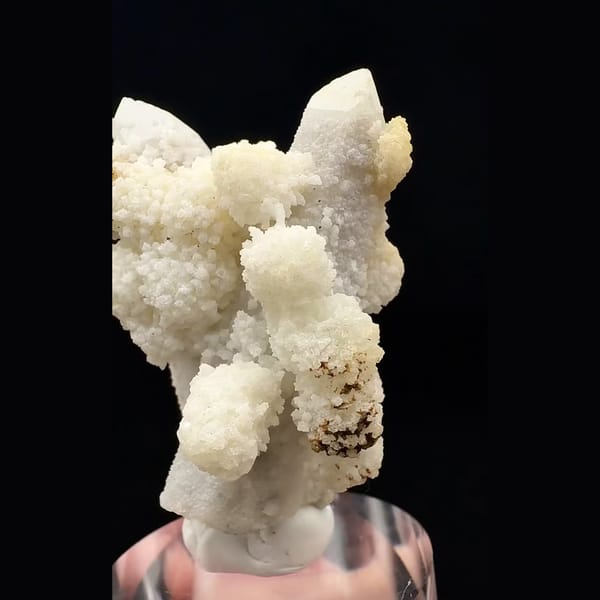 Sparkly white quartz with cream calcite balls from Inner Mongolia — alternate view