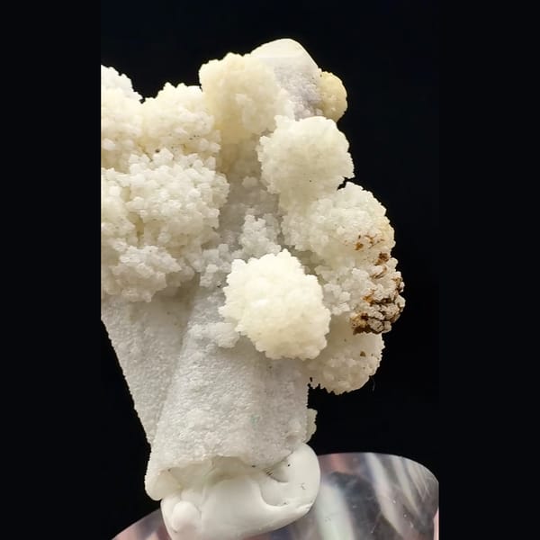 Sparkly white quartz with cream calcite balls from Inner Mongolia — detail view