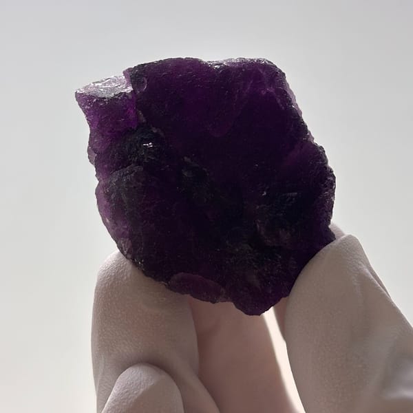 Cut-base purple Jiangxi fluorite — detail view