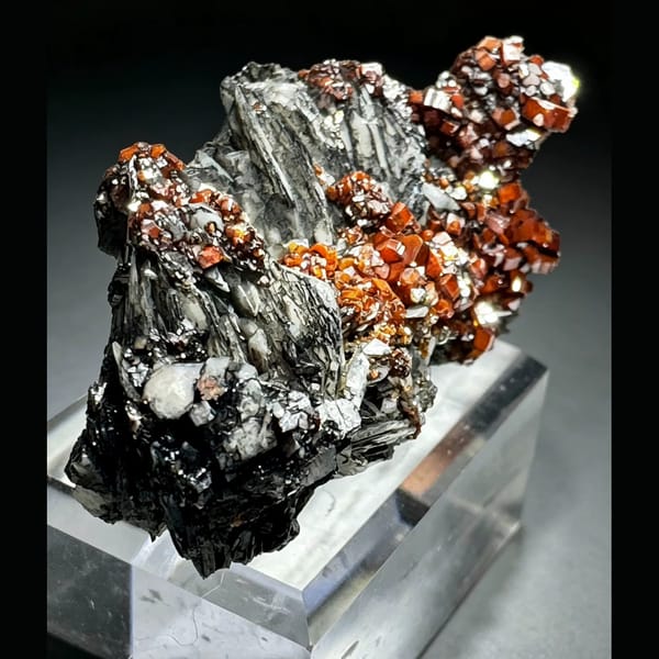 Orange-Red Vanadinite with Barite 5.3 cm — alternate view