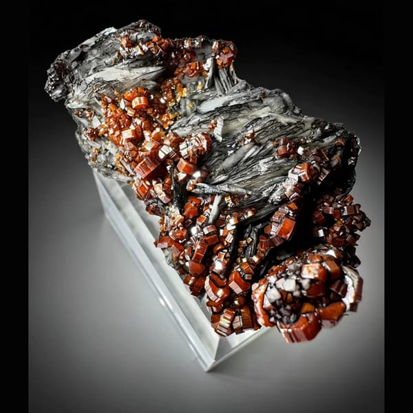 Orange-Red Vanadinite with Barite 5.3 cm — alternate view